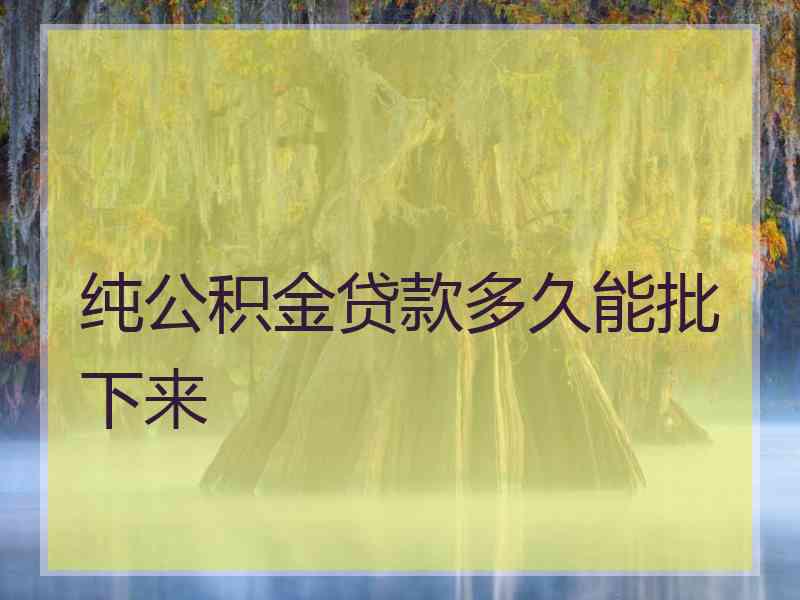 纯公积金贷款多久能批下来