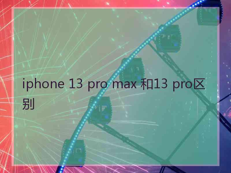 iphone 13 pro max 和13 pro区别