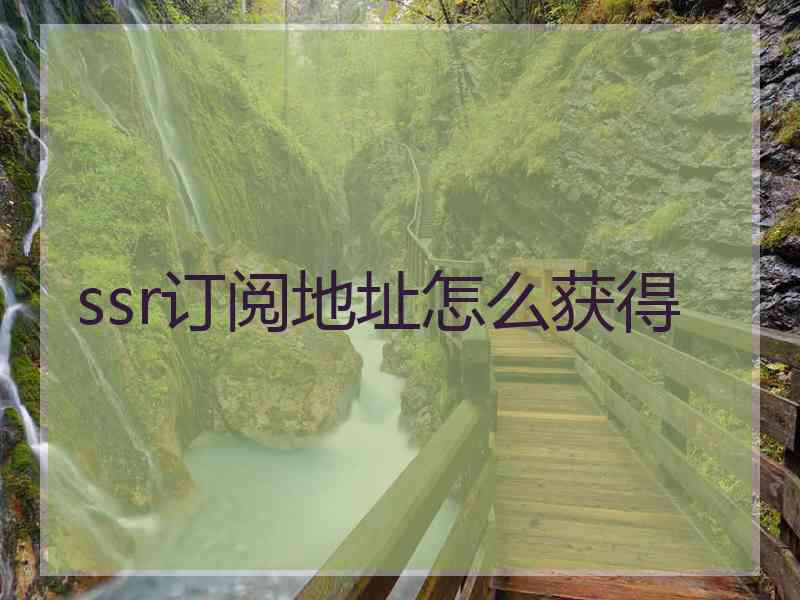 ssr订阅地址怎么获得