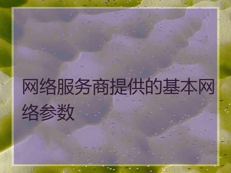 网络服务商提供的基本网络参数