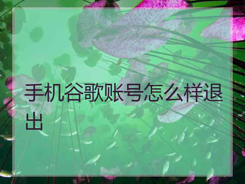 手机谷歌账号怎么样退出