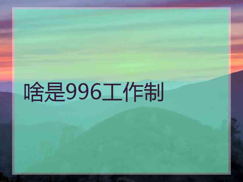 啥是996工作制