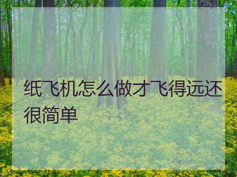 纸飞机怎么做才飞得远还很简单